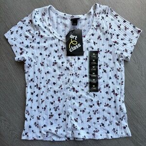 Art Class Ditsy Floral Ribbed Crop Top